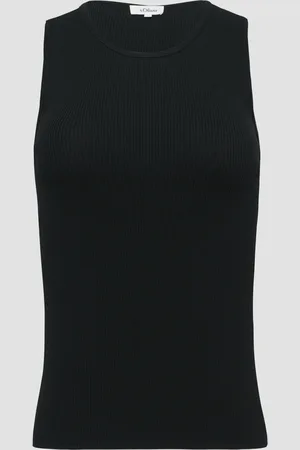 QS by s.Oliver Geripptes Feinstrick-Top im Slim Fit, Damen