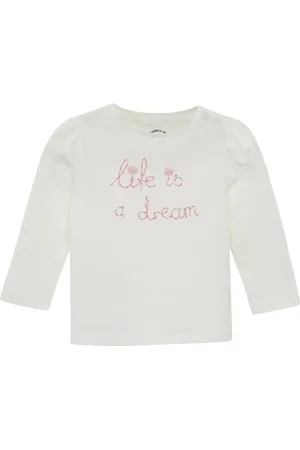 QS by s.Oliver Ausgestelltes Langarmshirt mit Glitzerprint und Puffärmeln, Babys