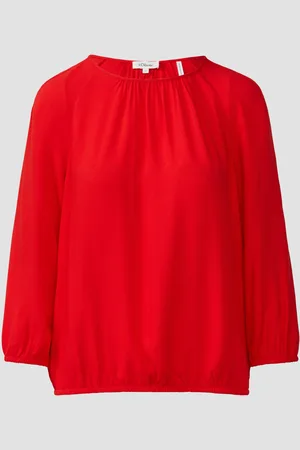 QS by s.Oliver Strukturierte Viskose-Bluse mit Raff-Details, Damen