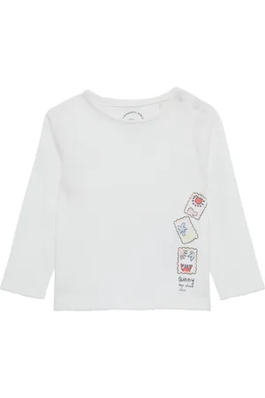 QS by s.Oliver Langarmshirt mit Glitzerprint und Mausezahnkante, Babys