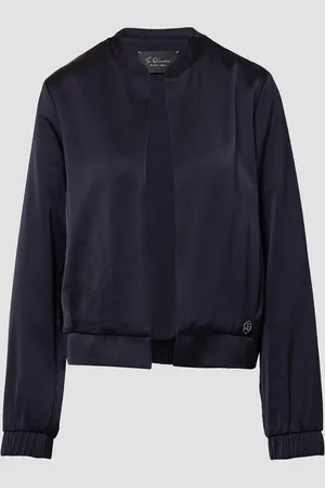 QS by s.Oliver Offener Satinblouson mit Elastikbund, Damen