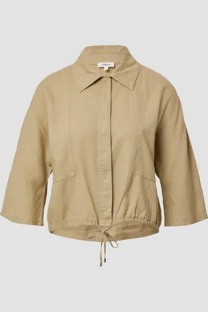 QS by s.Oliver Leinenmix-Bluse im O-Shape mit Fledermausärmeln, Damen