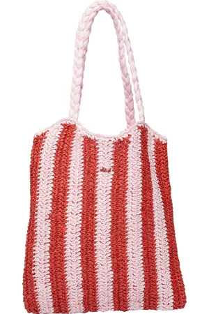 QS by s.Oliver Gestreifte Raffia-Tasche mit gezopftem Henkel, Damen