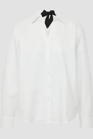 QS by s.Oliver Popeline-Bluse im Relaxed Fit mit Schleife, Damen