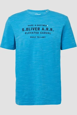 QS by s.Oliver Meliertes T-Shirt mit Logo-Schriftzug, Herren