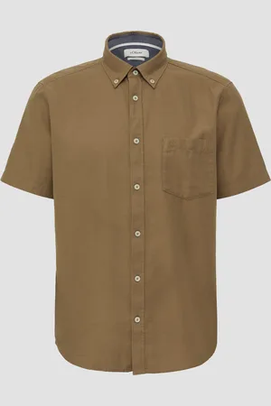 QS by s.Oliver Regular Fit: Kurzarm-Hemd aus Lyocellmix mit Button-Down-Kragen, Herren