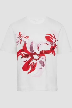 QS by s.Oliver Leichtes Kurzarm-Sweatshirt mit Print und Pailletten, Damen