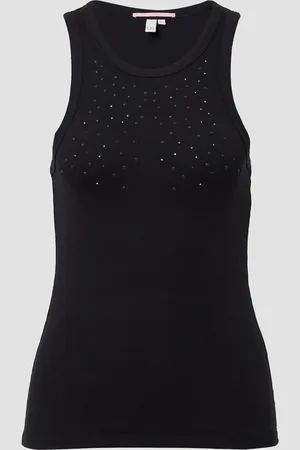QS by s.Oliver Geripptes Tanktop mit Schmucksteine, Damen