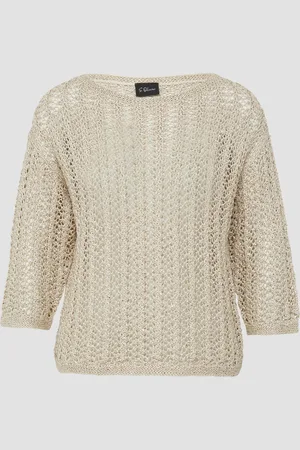 QS by s.Oliver Semitransparenter Pullover aus Ajourstrick mit Pailletten, Damen