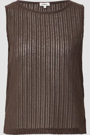 QS by s.Oliver Transparentes Jersey-Top mit Rundhalsausschnitt, Damen