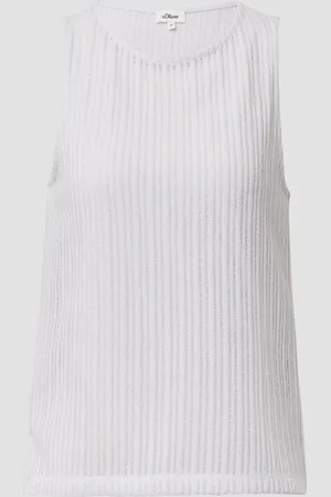 QS by s.Oliver Transparentes Jersey-Top mit Rundhalsausschnitt, Damen