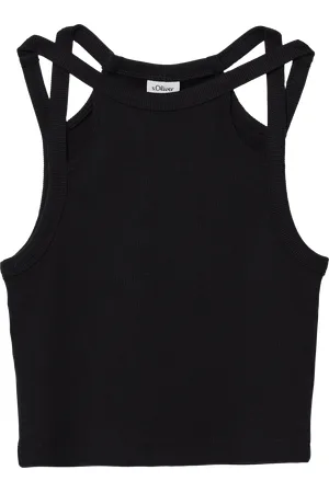 QS by s.Oliver Verkürztes Tanktop aus Rippware mit Cut-outs, Mädchen