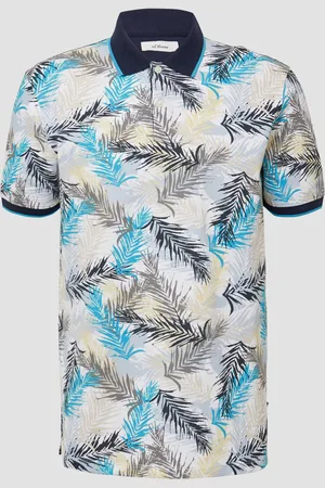 QS by s.Oliver Piqué-Poloshirt mit Print und Kontrast-Details, Herren