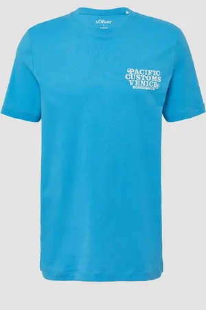 QS by s.Oliver Baumwoll-T-Shirt mit Crewneck und Artwork, Herren