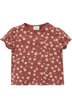 QS by s.Oliver Elastisches T-Shirt aus Rippware mit Puffärmeln, Babys