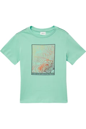 QS by s.Oliver Jersey-T-Shirt mit Kontrastnähten und Frontprint, Kinder