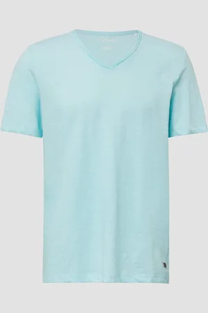 QS by s.Oliver Luftiges T-Shirt mit V-Ausschnitt und Flammgarnstruktur, Herren