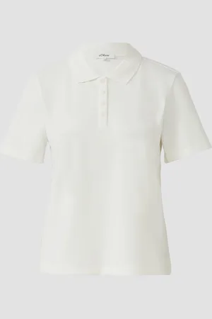 QS by s.Oliver Verkürztes Poloshirt aus Baumwollpiqué, Damen