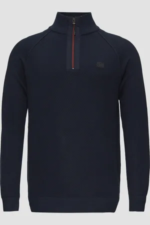 QS by s.Oliver Strickpullover mit Troyer-Kragen und Strukturmix, Herren