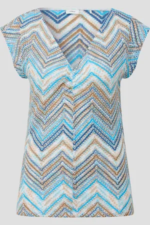 QS by s.Oliver Blusenshirt mit Kapp-Ärmeln und Metallic-Garn, Damen