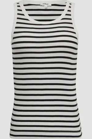 QS by s.Oliver Slim-Fit-Top mit Rippstruktur, Damen