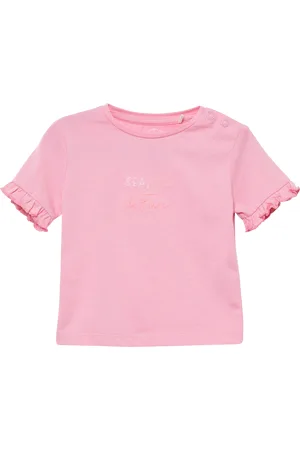QS by s.Oliver Baumwoll-T-Shirt mit Stickerei und Volantärmeln, Babys