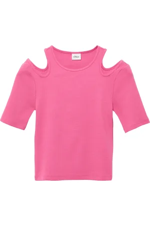 QS by s.Oliver T-Shirt im Slim Fit aus Rippware mit Cut-outs, Mädchen