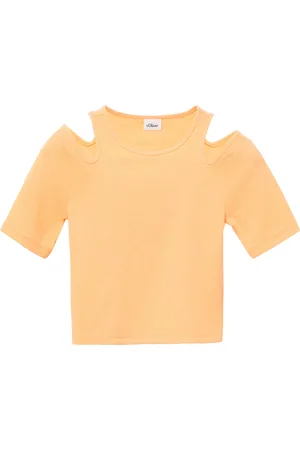 QS by s.Oliver T-Shirt im Slim Fit aus Rippware mit Cut-outs, Mädchen