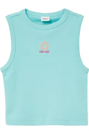 QS by s.Oliver Slim-Fit-Top aus Rippware mit Stickerei, Mädchen