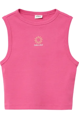 QS by s.Oliver Slim-Fit-Top aus Rippware mit Stickerei, Mädchen
