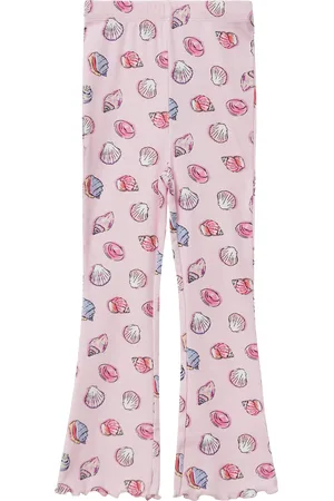 QS by s.Oliver Gerippte Leggings mit Flared Leg und All-over-Print, Kinder