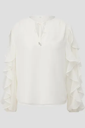 QS by s.Oliver Chiffonbluse mit Rüschen-Ärmeln, Damen