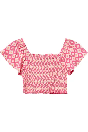 QS by s.Oliver Verkürztes Smok-Top mit Off-Shoulder-Ausschnitt, Mädchen