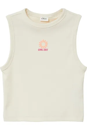QS by s.Oliver Slim-Fit-Top aus Rippware mit Stickerei, Mädchen