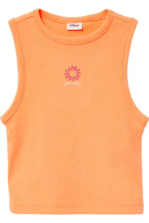 QS by s.Oliver Slim-Fit-Top aus Rippware mit Stickerei, Mädchen