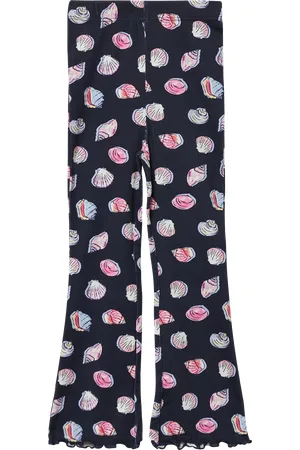 QS by s.Oliver Gerippte Leggings mit Flared Leg und All-over-Print, Kinder