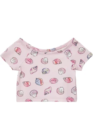 QS by s.Oliver Verkürztes T-Shirt aus Rippware mit Off-Shoulder-Ausschnitt, Kinder