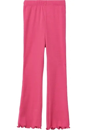 QS by s.Oliver Gerippte Leggings mit Flared Leg und All-over-Print, Kinder