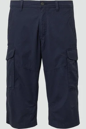 QS by s.Oliver File: Gemusterte Cargo-Bermuda aus Baumwollmix im Relaxed Fit, Herren