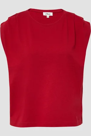 QS by s.Oliver Verkürztes T-Shirt mit Faltendetails, Damen