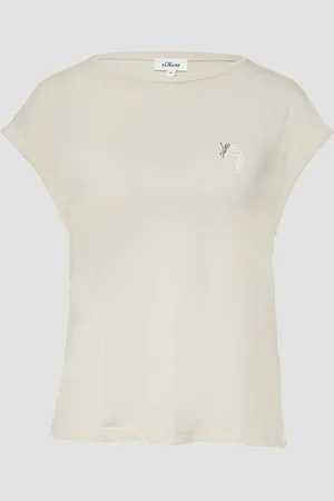 QS by s.Oliver Relaxed-Fit-Shirt mit Print und überschnittenen Schultern, Damen