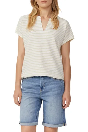 QS by s.Oliver Strukturiertes T-Shirt im Relaxed Fit, Damen