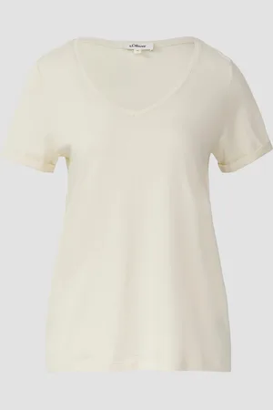 QS by s.Oliver Weiches T-Shirt aus Baumwolle mit V-Ausschnitt, Damen