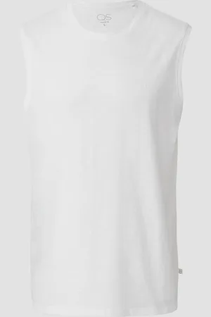 QS by s.Oliver Tanktop mit Flammgarnstruktur und Logoprint, Herren
