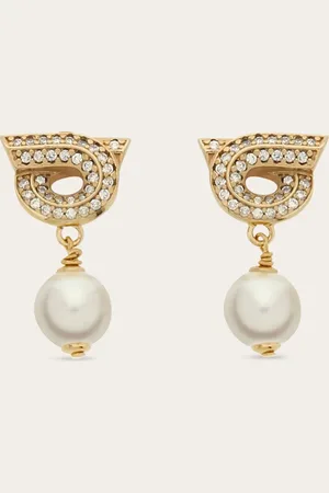 Salvatore Ferragamo Damen Gancini Ohrringe mit Perle und Kristallen