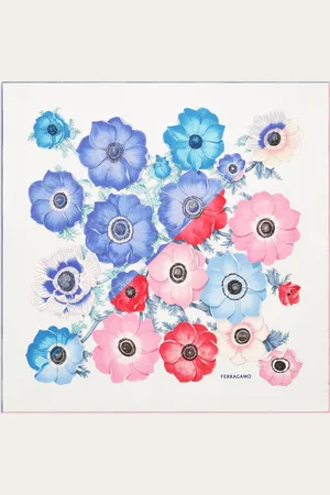 Salvatore Ferragamo Damen Seidenhalstuch mit Anemone-Print
