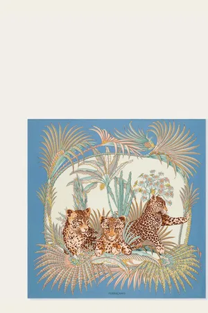 Salvatore Ferragamo Damen Seidenhalstuch mit Leoparden-Print
