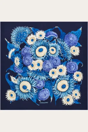 Salvatore Ferragamo Damen Seidenhalstuch mit Sonnenblumen-Print