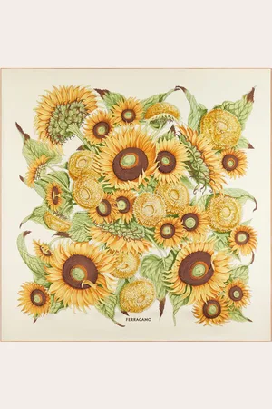 Salvatore Ferragamo Damen Seidenhalstuch mit Sonnenblumen-Print
