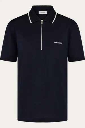 Salvatore Ferragamo Herren Poloshirt aus Baumwolle mit Reißverschluss